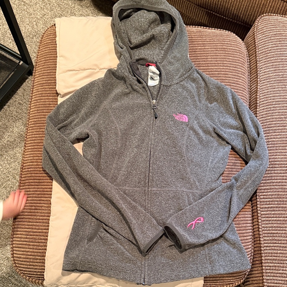 The North Face Women's Gray and Pink fleece Jacket